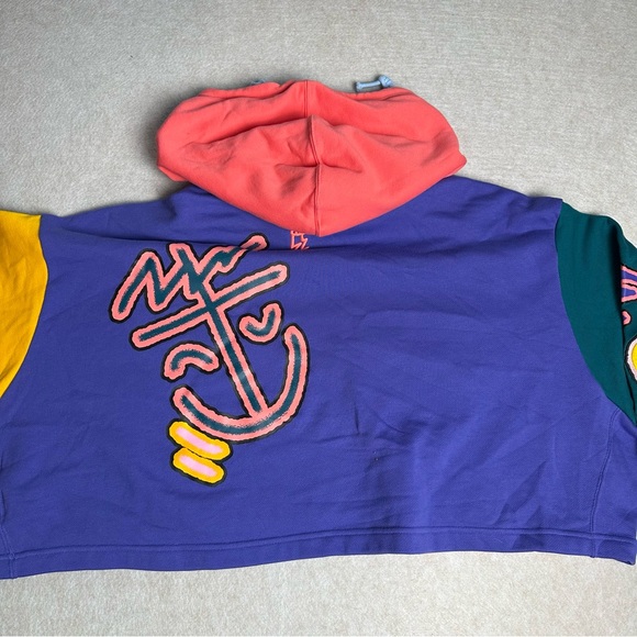 Adidas Women's 2XL Love Unites Crop Hoodie Colorblock Pullover Sweatshirt - Picture 8 of 9